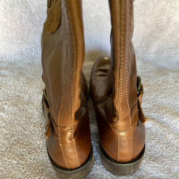 Apepazza Brown Leather Embroidered Knee High Boots Size 38.5 Regale SIZE 8 - Picture 5 of 10